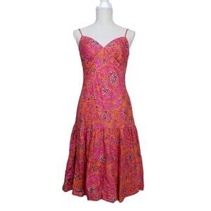GAP Womens 6 Spaghetti Strap Orange Pink Floral Sundress